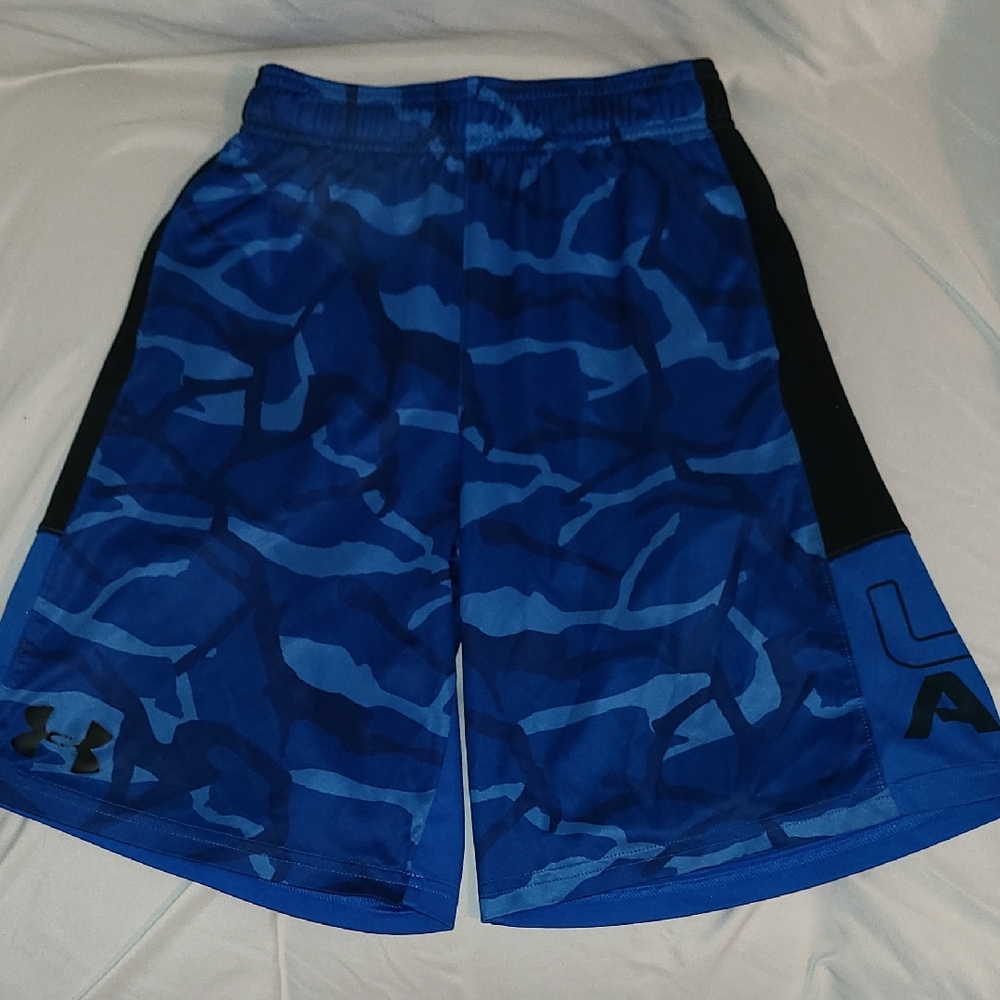 Under Armour Kids Camo Blue and Black Shorts